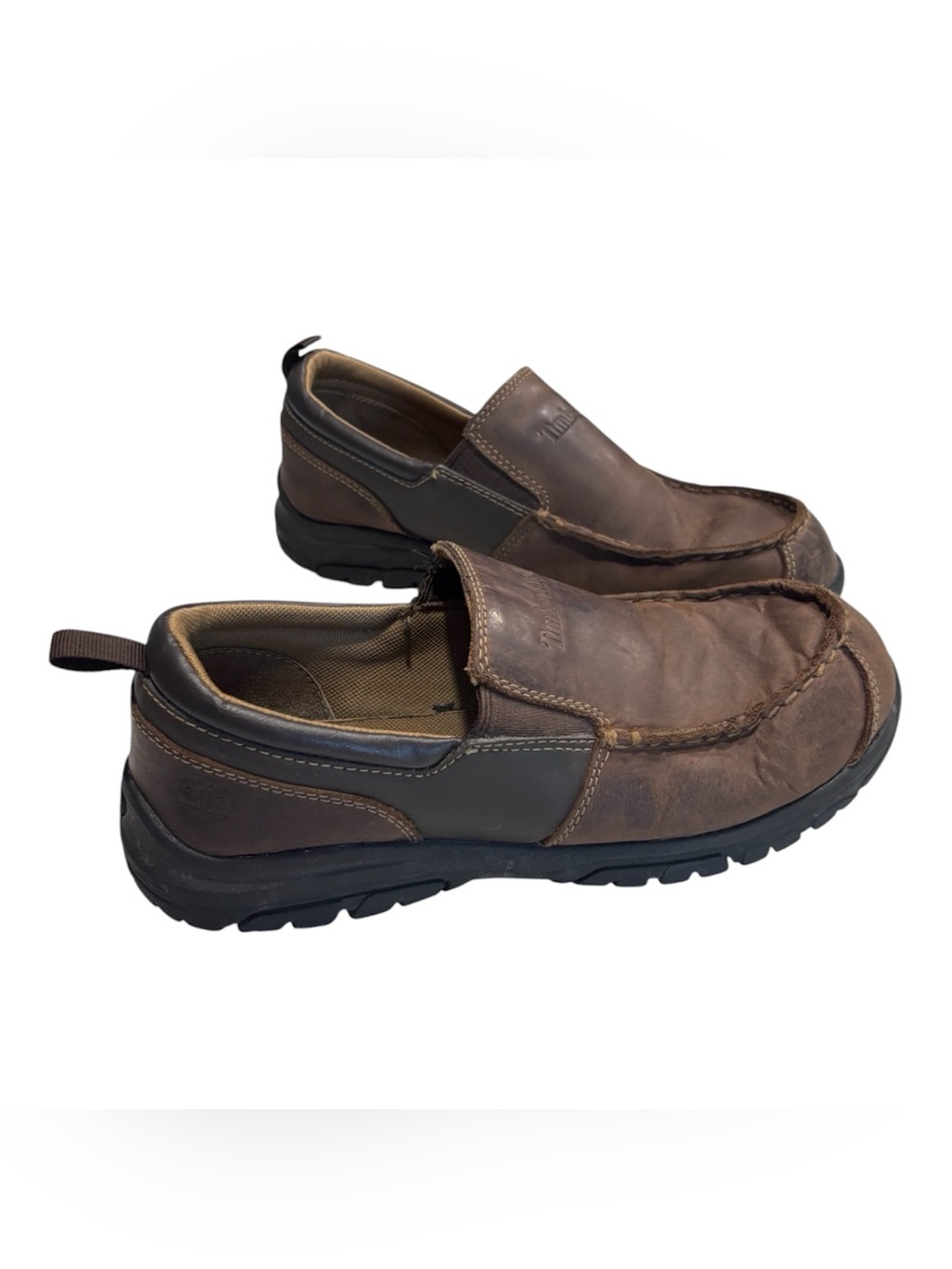 Timberland Brown Leather Big Boys Slip-On Loafers Non Marking Sole Kids Size 6